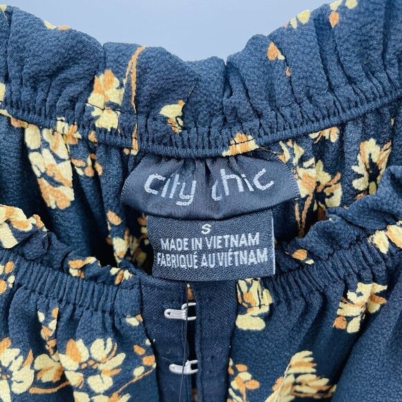 City Chic Womens Plus Size Small 16 Quirky Corset Peplum Blouse Golden Posy 1514 - Picture 6 of 7